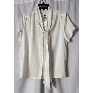 NWT Weill Paris Womens Silk Blend Short Sleeve Monroe Ecru Blouse Shirt Size 1